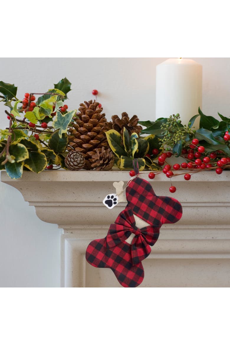20In Pet Bone Stocking, Unlit, Red, Polyester, Christmas, Holiday Stockings, Mantel, Indoor, Home Decoration, Alternate, color, Red