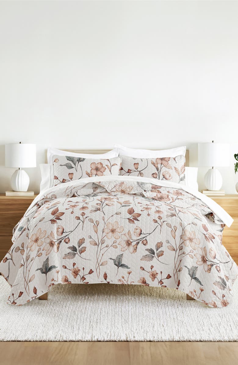 HOMESPUN Pattern Reversible Quilt & Sham Set, Alternate, color, Natural