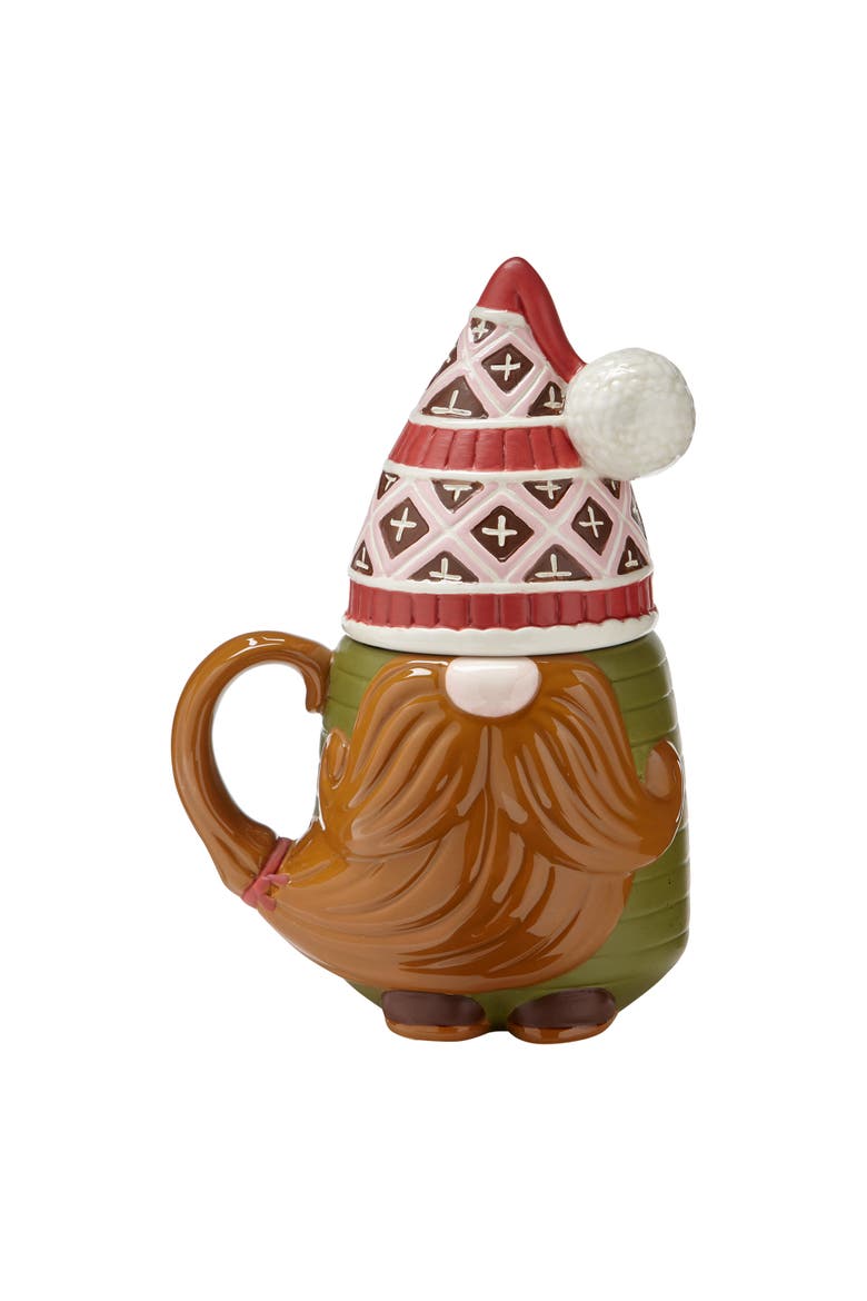 Oskar Gnome Lidded Mug Ceramic Drinkware Christmas Design, Main, color, Multicolored