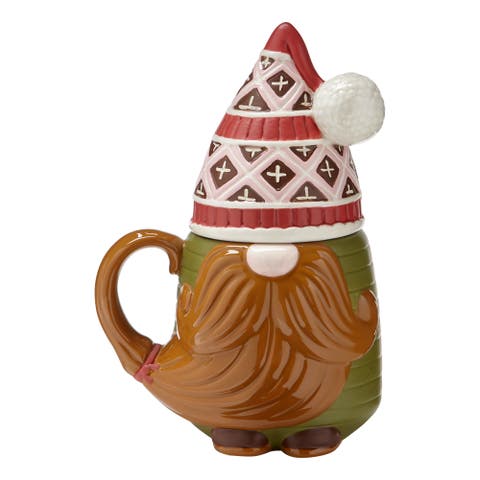 Oskar Gnome Lidded Mug Ceramic Drinkware Christmas Design