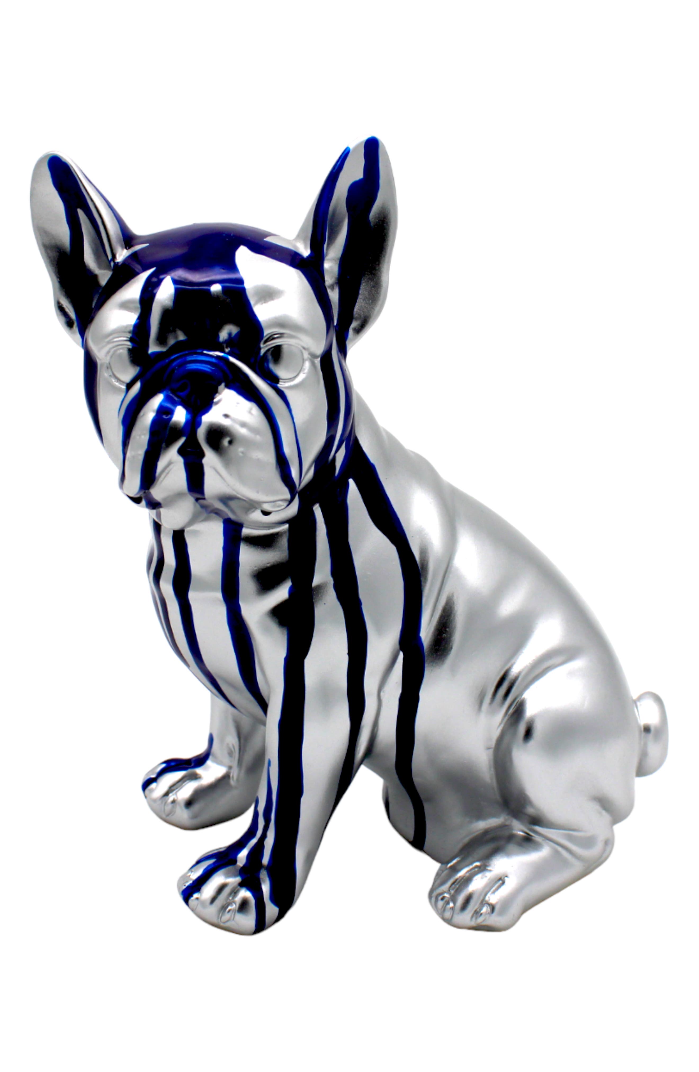 INTERIOR ILLUSIONS Sitting Blue Dripping French Bulldog Art Sculpture