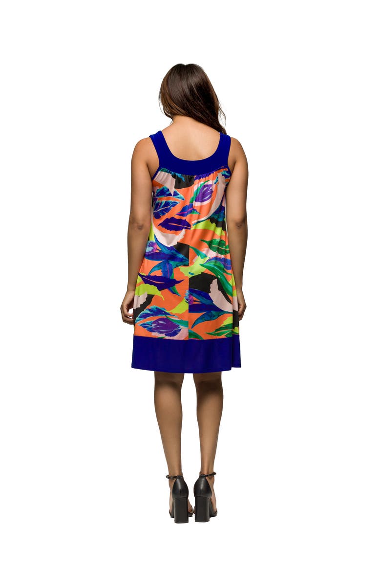 Maternity Multicolor Scoop Neck Sleeveless Knee Length Dress, Alternate, color, Orange Multi