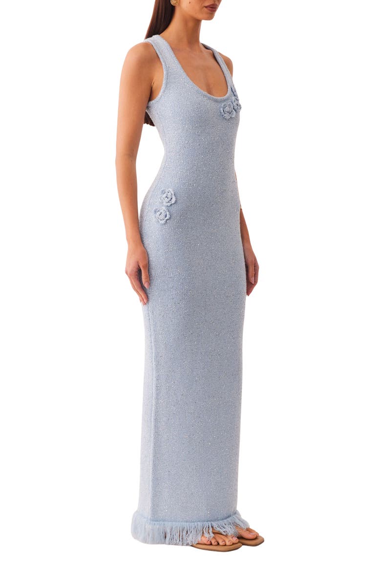 Monroe Reversible Metallic Knit Maxi Sweater Dress, Alternate, color, BLUE