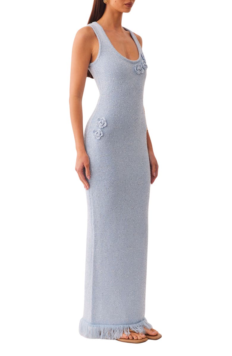 SNDYS Monroe Reversible Metallic Knit Maxi Sweater Dress, Alternate, color, Blue