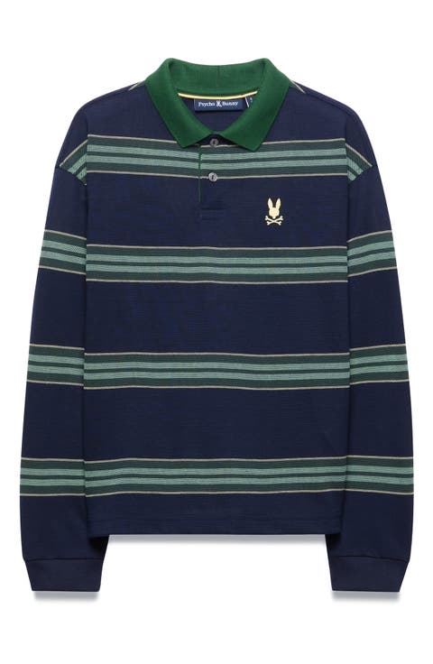 Kids' Drew Striped Long Sleeve Polo