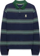 Psycho Bunny Kids' Drew Striped Long Sleeve Polo