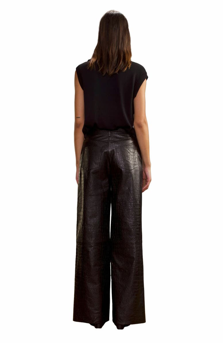 Cynthia Rowley Embossed Leather Pants, Alternate, color, 