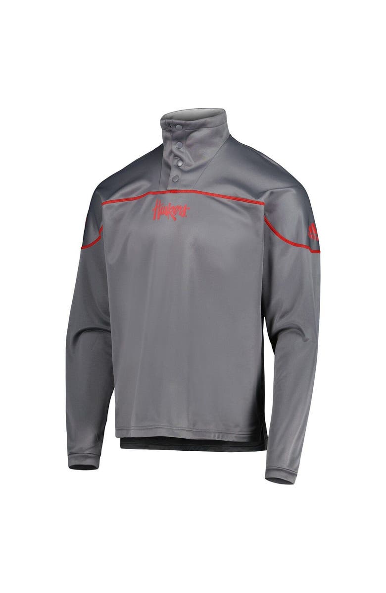adidas Men's adidas Gray Nebraska Huskers AEROREADY Knit Quarter-Snap Jacket, Alternate, color, Gray