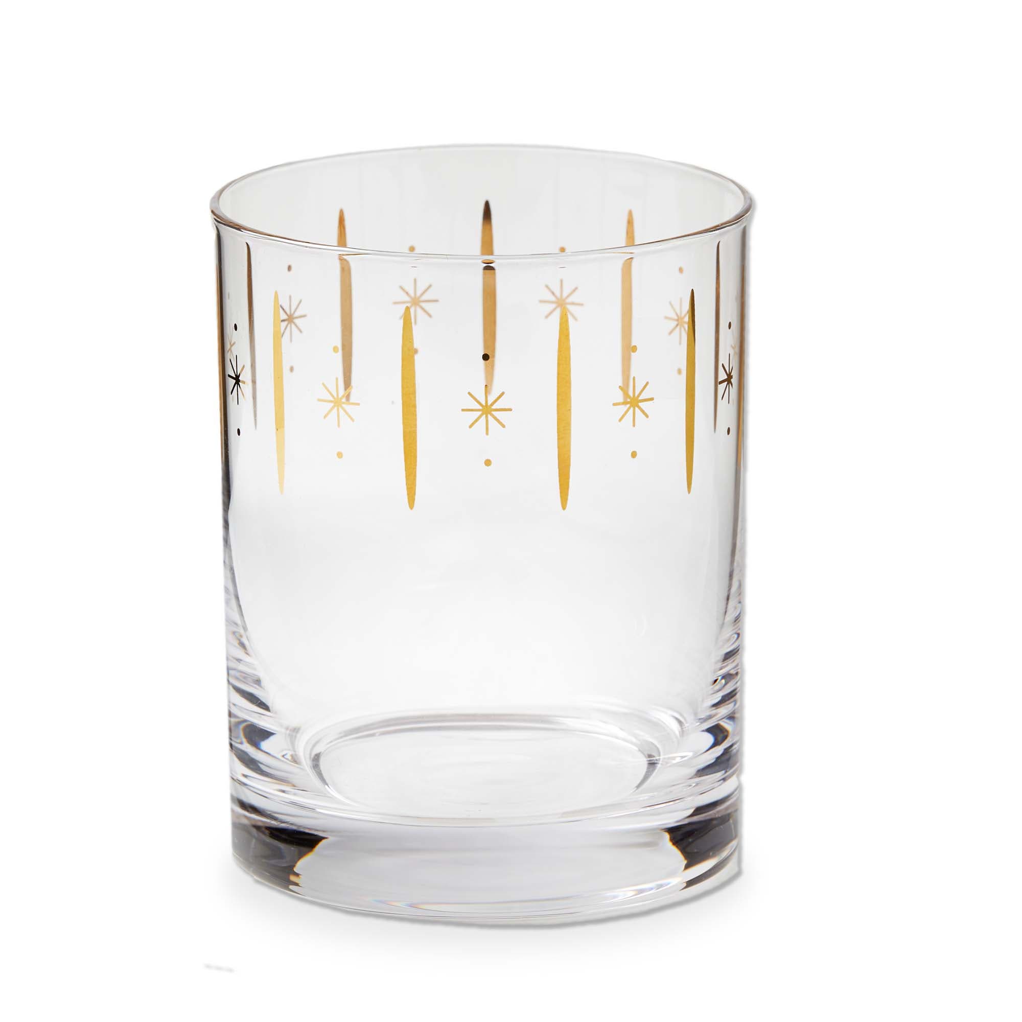 Tag Starlight Double Old Fashioned Glasses Gold Drinkware Set In Transparent