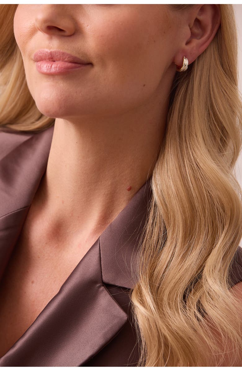 Sara Weinstock Papua 2-Row Diamond Hoop Earrings, Alternate, color, Yellow Gold