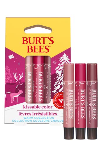 Burt's Bees Kissable Color Warm Collection 3-piece Lip Shimmer Gift Set In Orange