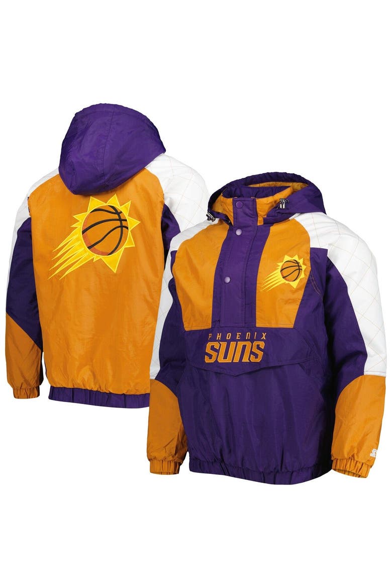 Men's Starter Purple Phoenix Suns Body Check Raglan Hoodie Half-Zip Jacket, Main, color, Purple