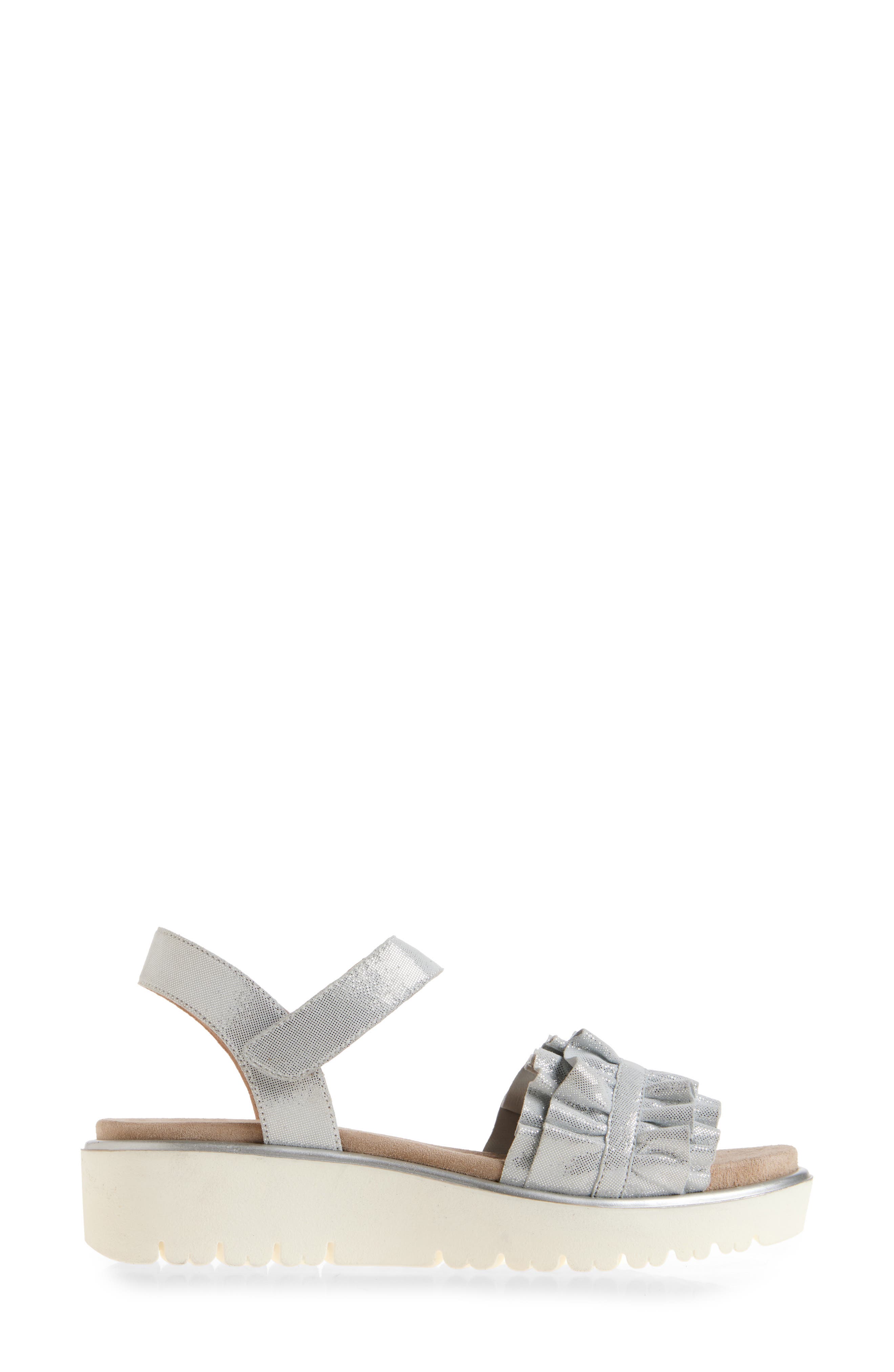 ara Benton Ruffle Sandal, Alternate, color, Silver