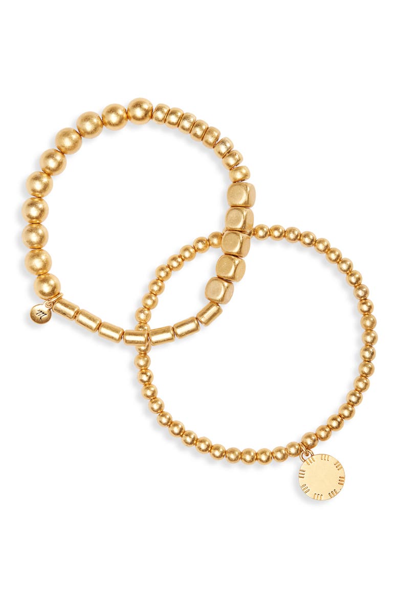 2-Pack Beaded Bracelets, Main, color, VINTAGE GOLD
