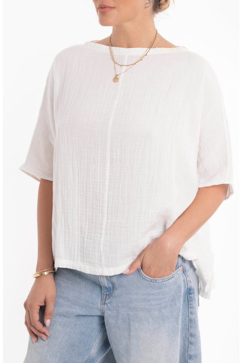Square Gauze Top, Alternate, color, White