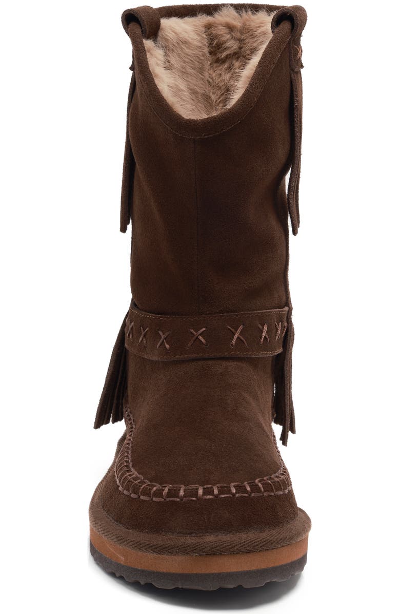 Free People Faye Fringe Faux Fur Boot, Alternate, color, Chocolate Suede