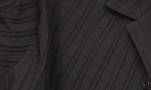 Topman Seersucker Zip-up Shirt In Black