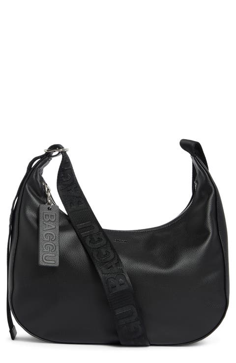 Medium Recycled Leather Crescent Shoulder Bag