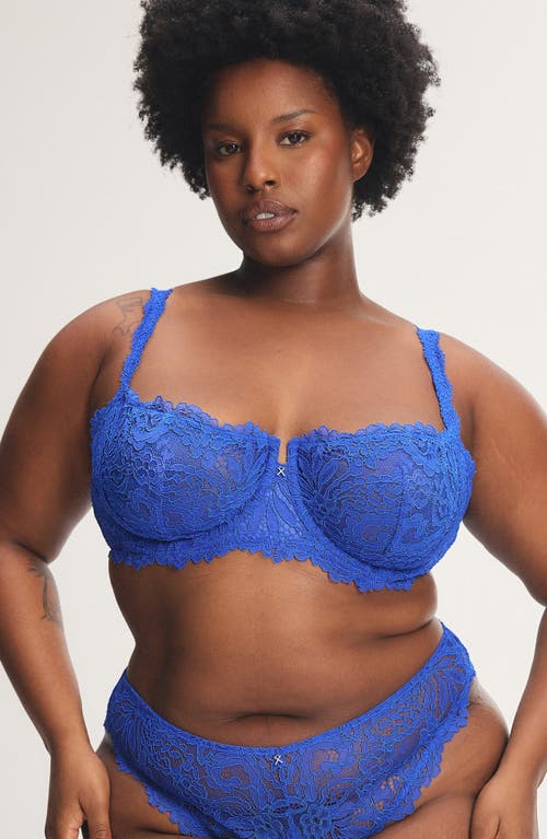 Savage X Fenty Romantic Corded Lace Unlined Underwire Bra In Blue
