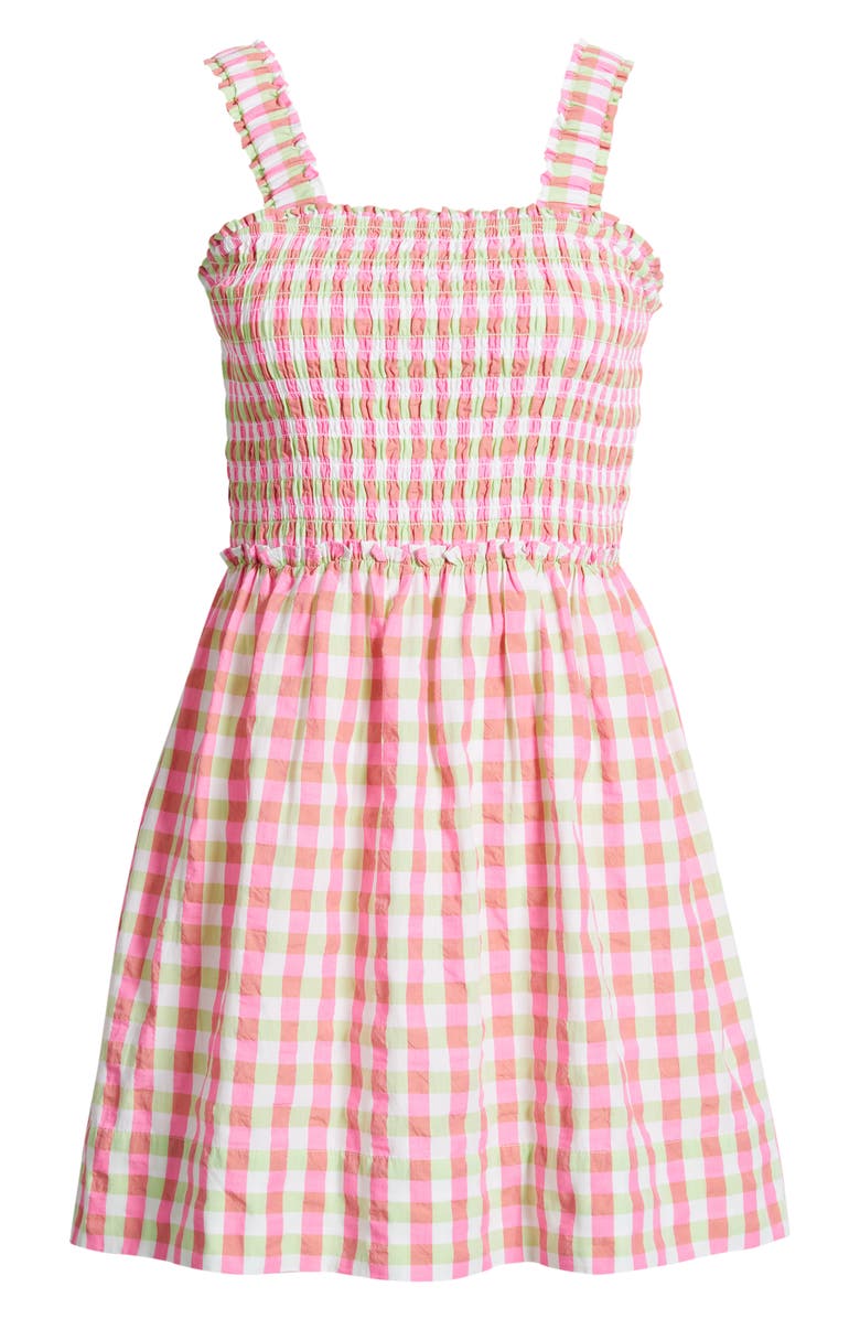 Lilly Pulitzer<sup>®</sup> Hadly Check Print Skirted Romper, Main, color, Cherry Blossom Pink