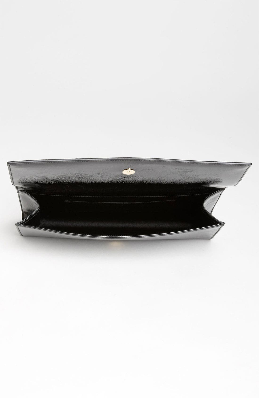 'Belle de Jour' Patent Leather Clutch, Alternate, color, BLACK