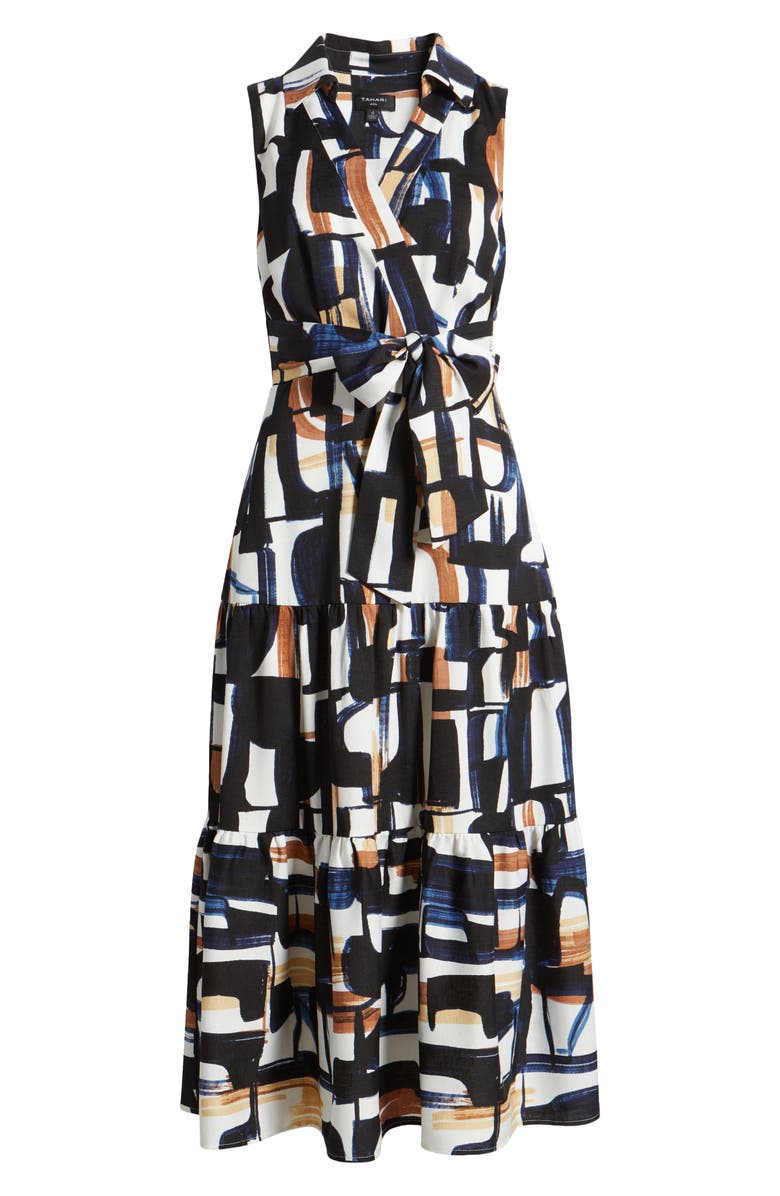 Tahari ASL Sleeveless Tie Waist Shirtdress, Alternate, color, 