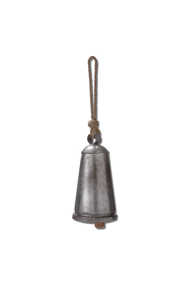 Vintage Bell Jute Rope Hanger Decorative Antique Silver, Main, color, Silver
