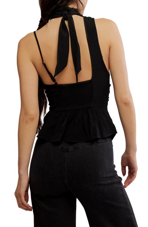 Free People True To You Sleeveless Tie Neck Top In Black
