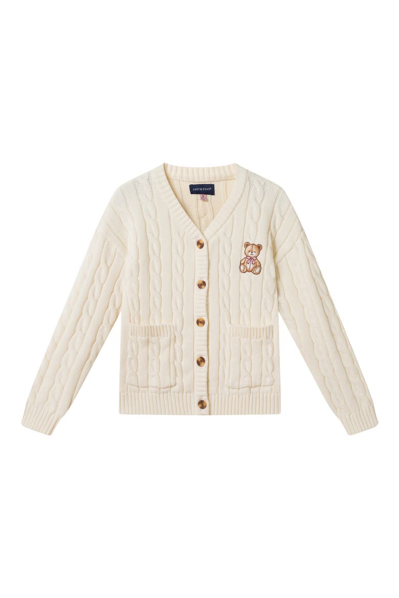 Kids' Embroidered Cable Knit Cardigan, Main, color, BEIGE