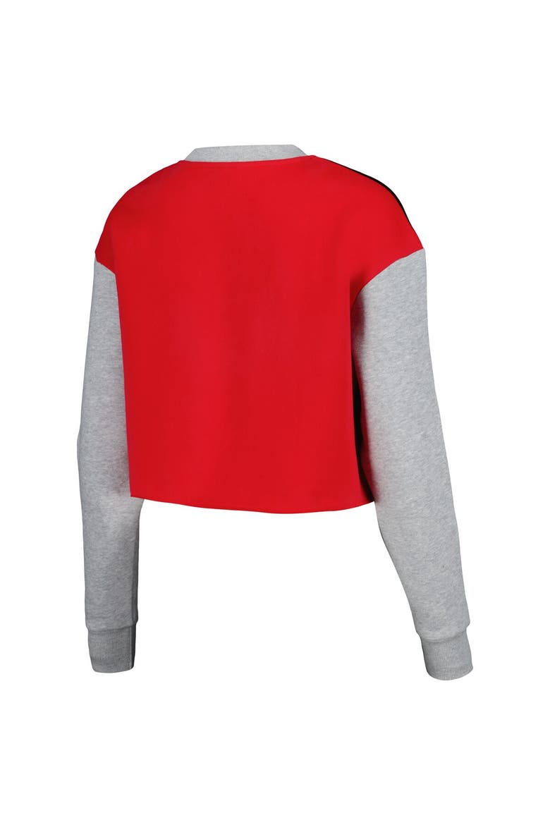 Women's Hype and Vice Black Georgia Bulldogs Colorblock Rookie Crew Pullover Sweatshirt, Alternate, color, Black