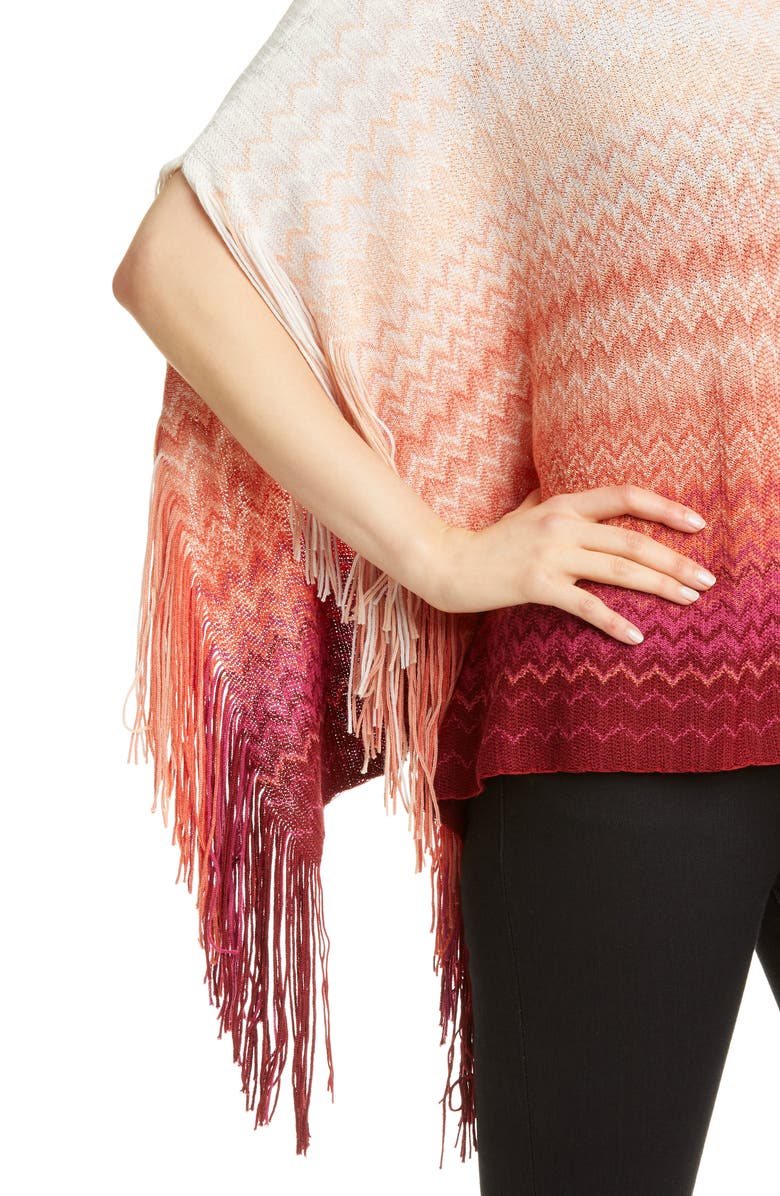 Missoni Ombré Stripe Fringe Poncho, Alternate, color, 