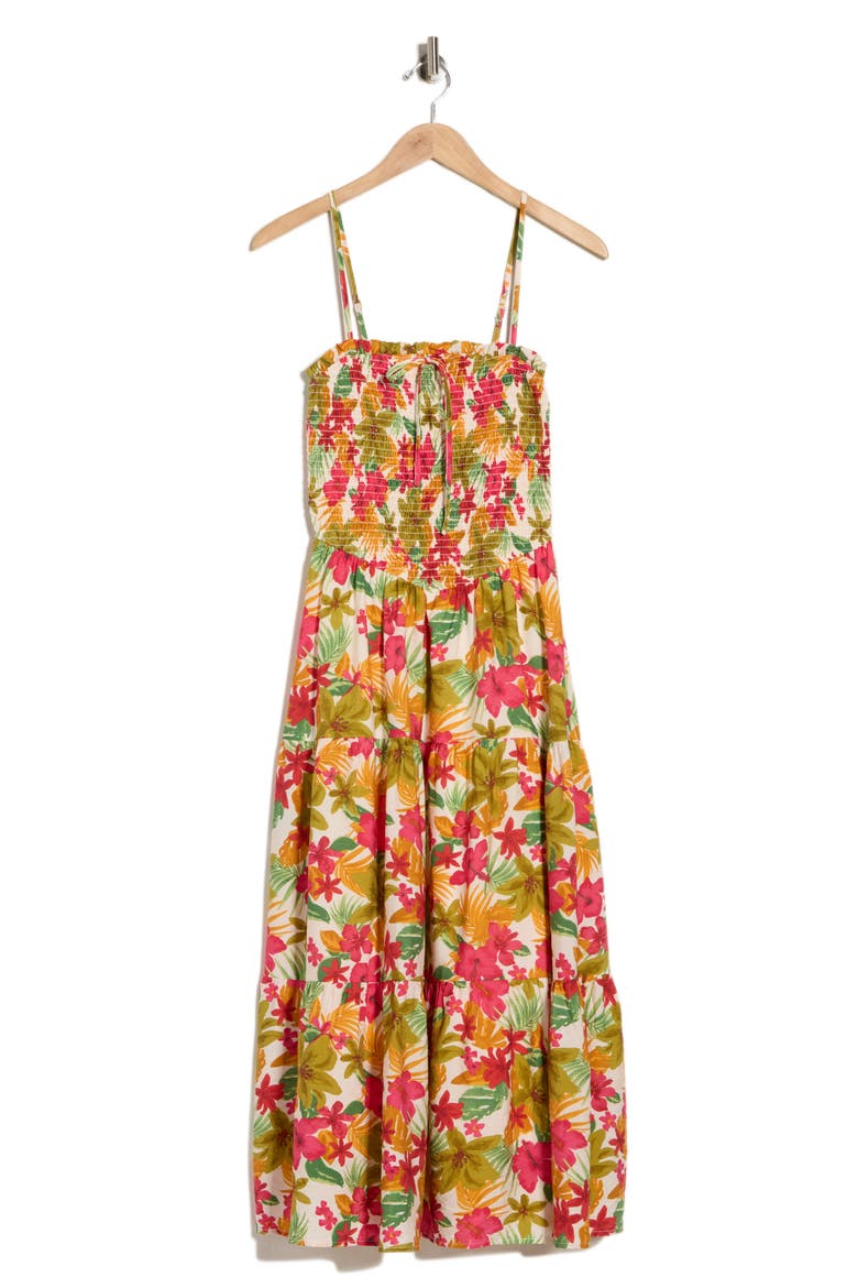 Floral Midi Dress, Alternate, color, FUCHSIA MULTI
