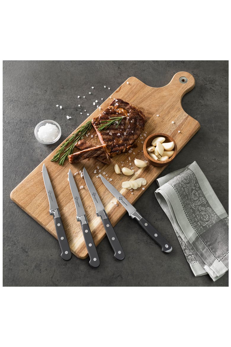 Prince Gastronome 4-Piece Steak Knife Set, Alternate, color, PEWTER