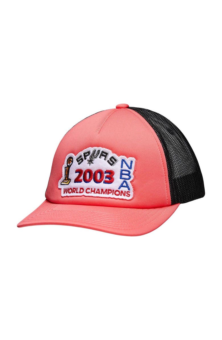 Mitchell & Ness Men's Mitchell & Ness Pink San Antonio Spurs 2003 NBA Finals Champions Hardwood Classics Trucker Snapback Adjustable Hat, Main, color,