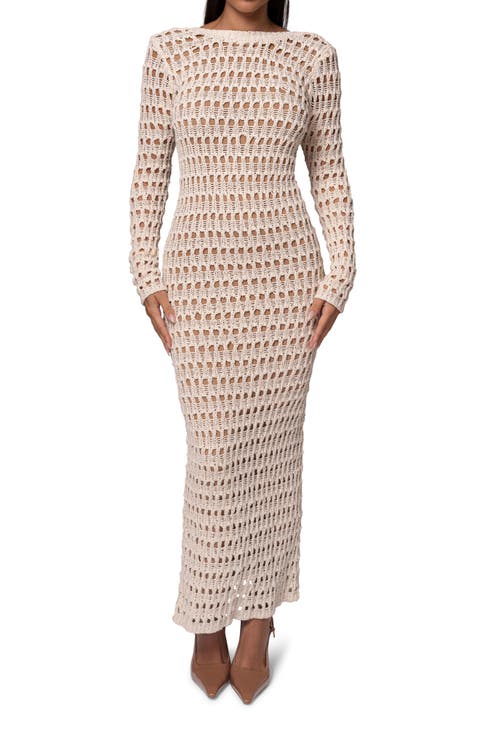 Serene Wonders Open Stitch Long Sleeve Dress