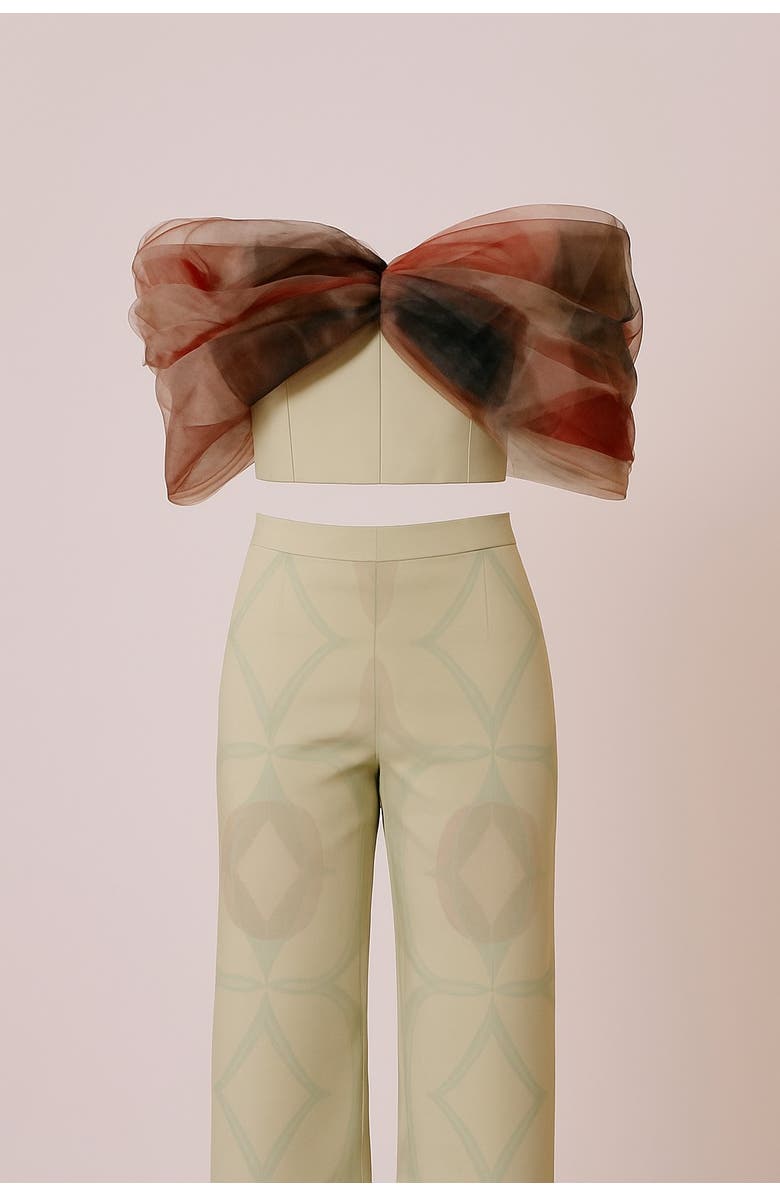 San Malo Tessa Tulle Bow Corset, Alternate, color, Green