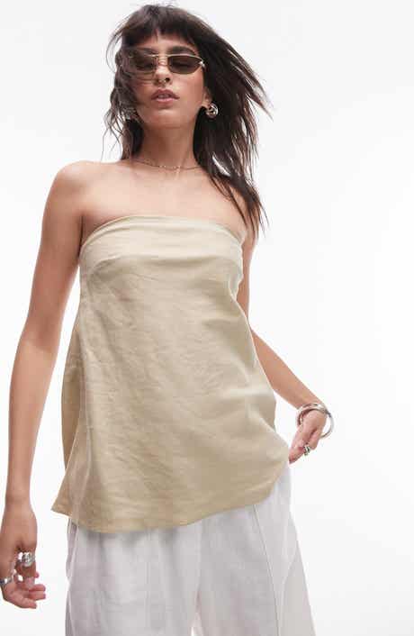 Topshop Cotton Longline Bandeau Top