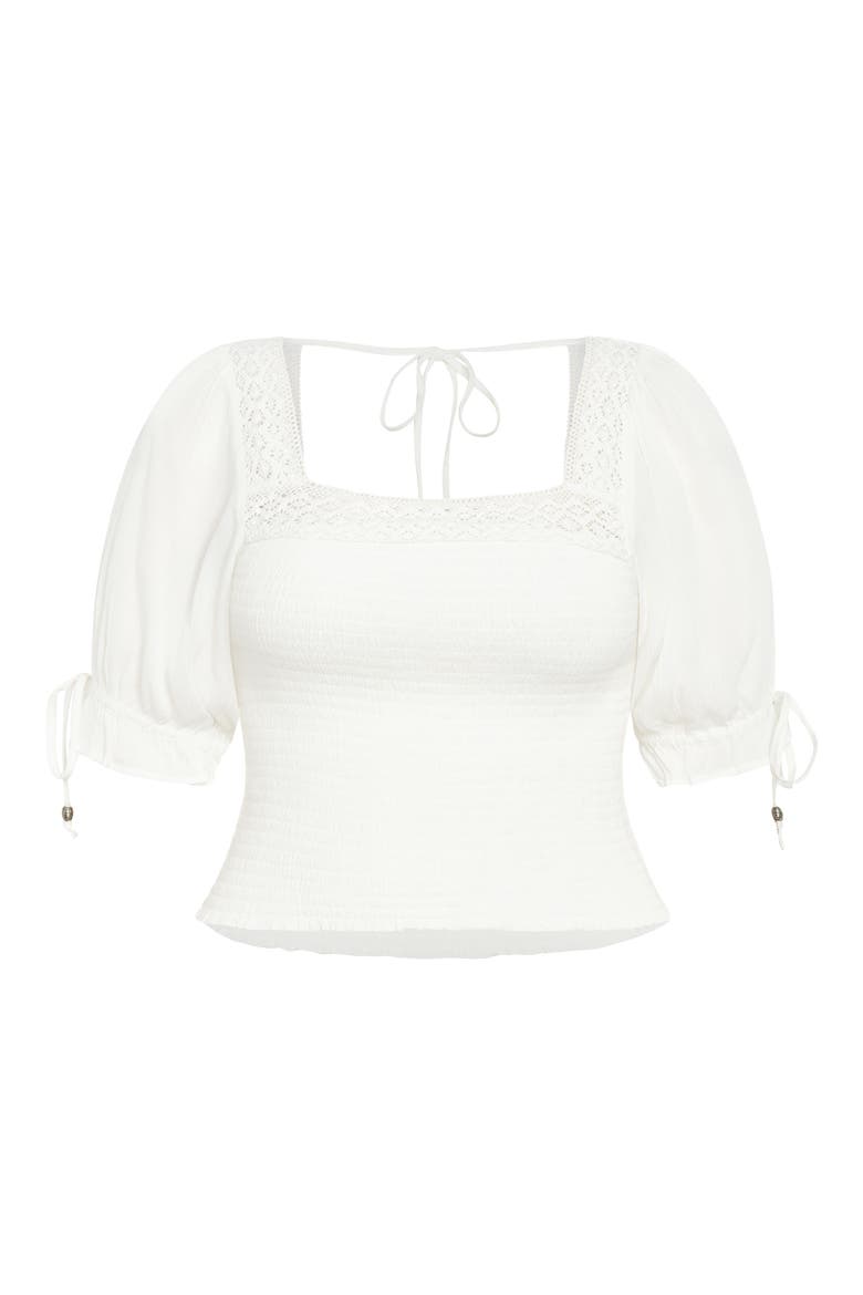 Aurora Smocked Crop Top, Alternate, color, IVORY