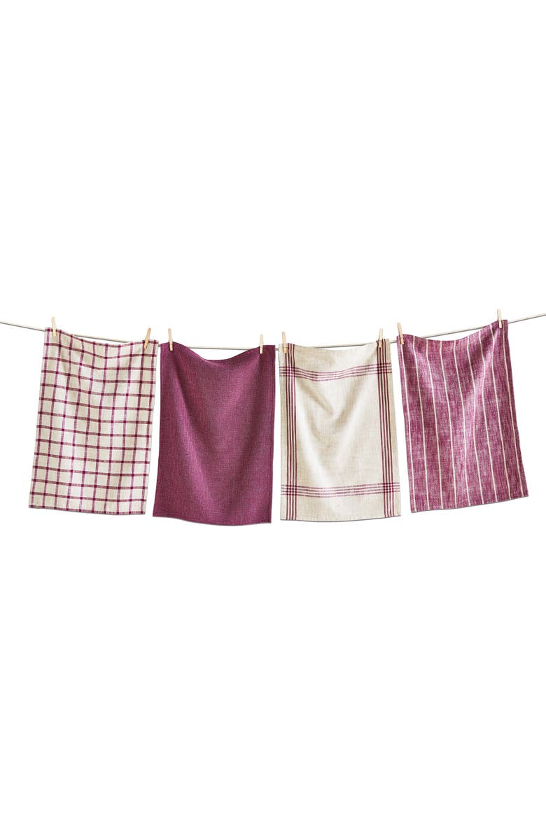 tag Canyon Woven Dishtowel Set of 4 Plum Dish Cloths, Main, color, Purple