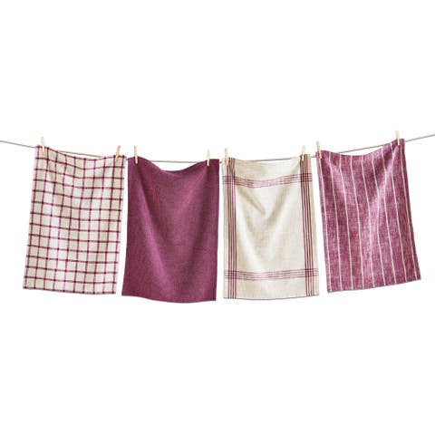 Canyon Woven Dishtowel Set of 4 Plum Dish Cloths