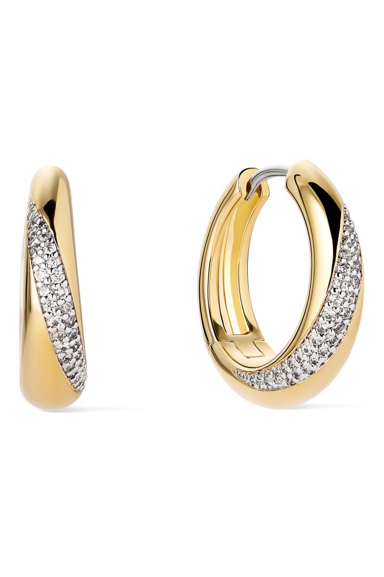 Kira Bold Pavé Hoop Earrings, Main, color, GOLD / CLEAR