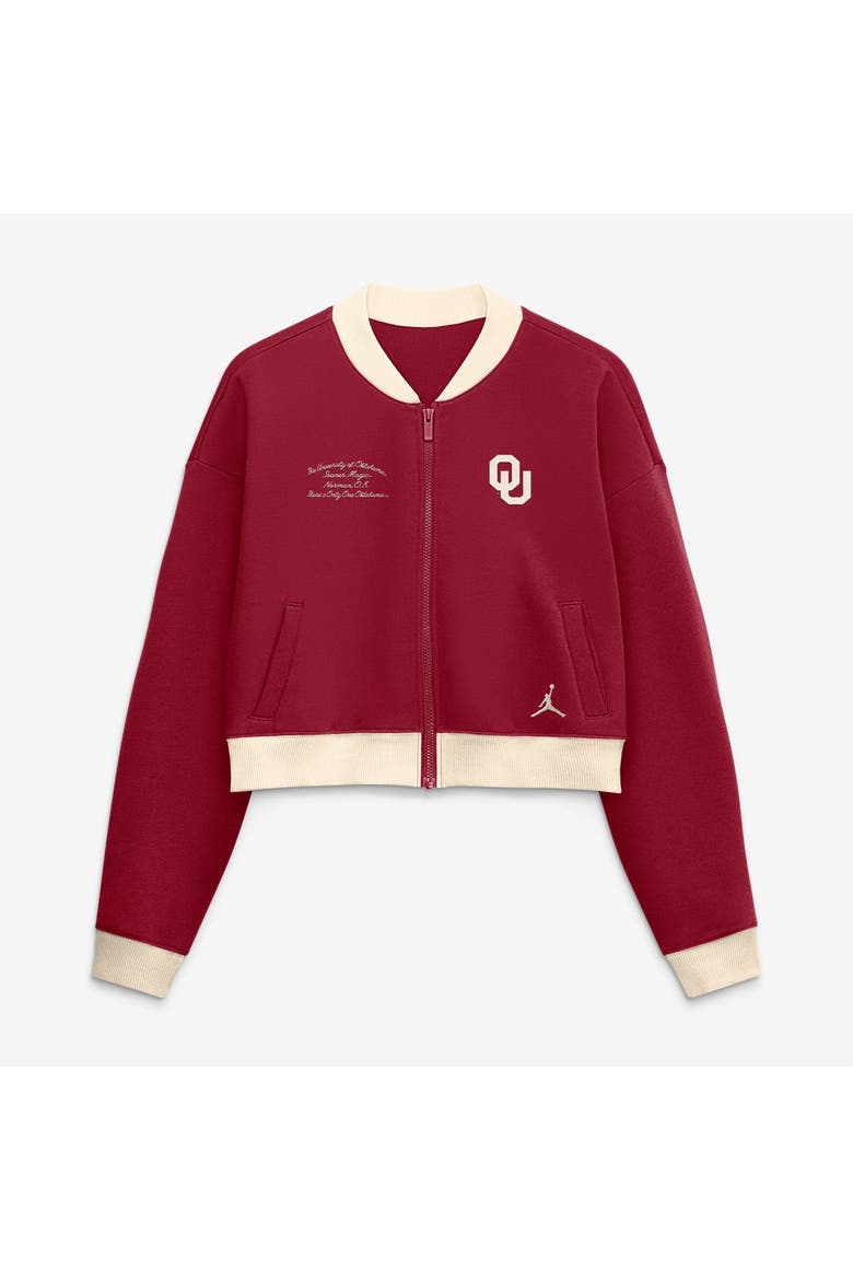 Women's Nike Crimson Oklahoma Sooners Oversized Academic Cropped Full-Zip Bomber Jacket, Alternate, color, Crimson