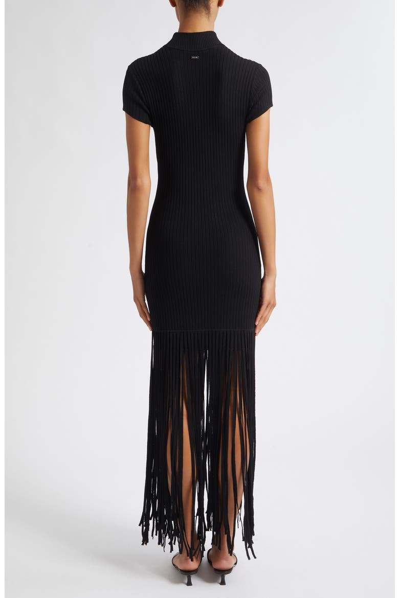Jada Mock Neck Fringe Minidress, Alternate, color, JET