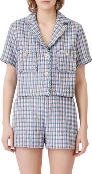 maje Vizam Short Sleeve Tweed Jacket