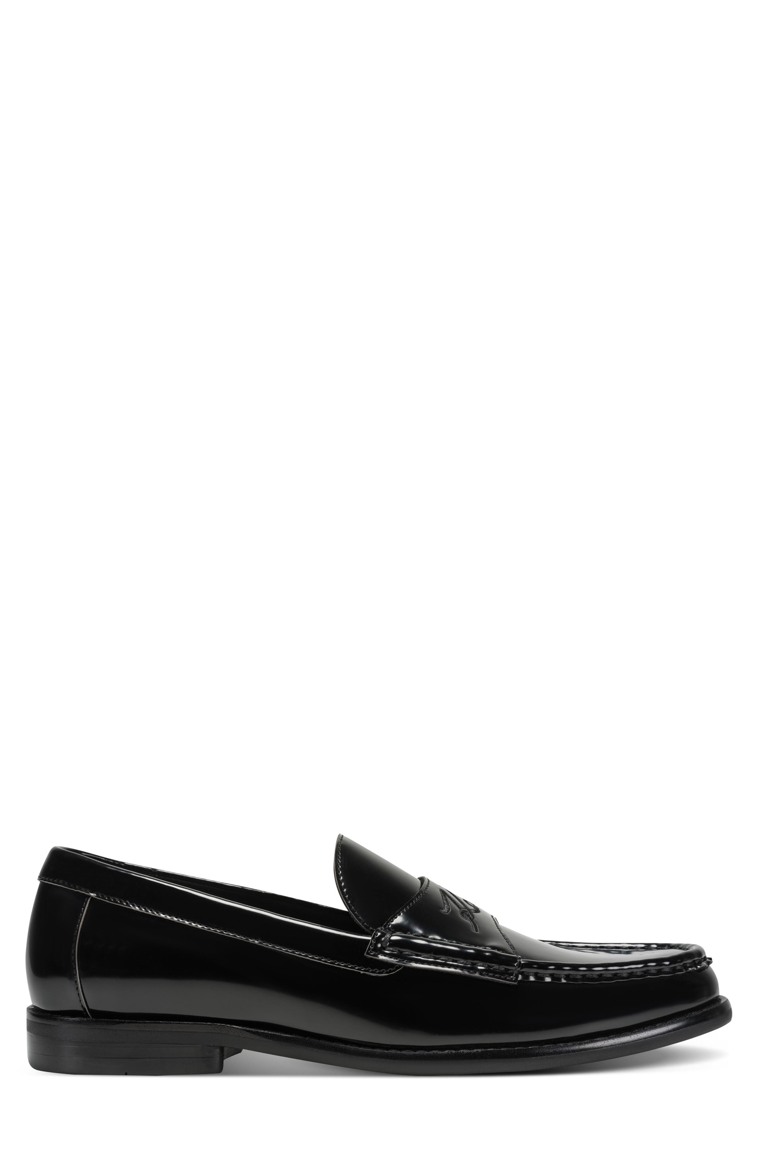 KARL LAGERFELD PARIS Faron Front Embroidered Logo Loafer, Alternate, color, Black