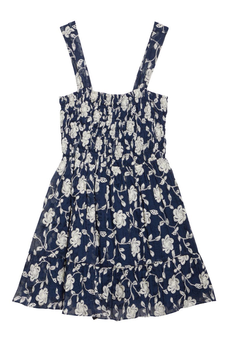 Ayan Floral Embroidery Mini Sundress, Alternate, color, SPRING NAVY LILY