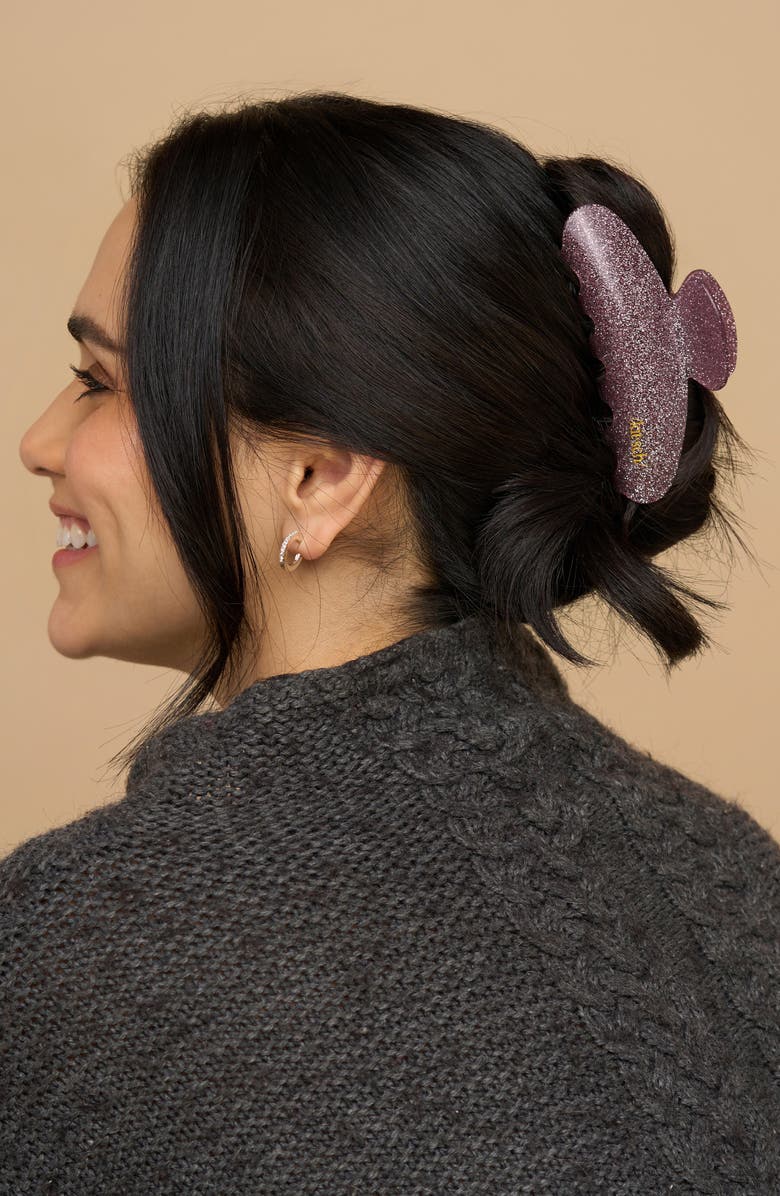 Kitsch Pink Glitter Claw Clip, Alternate, color, Pink/ Purple