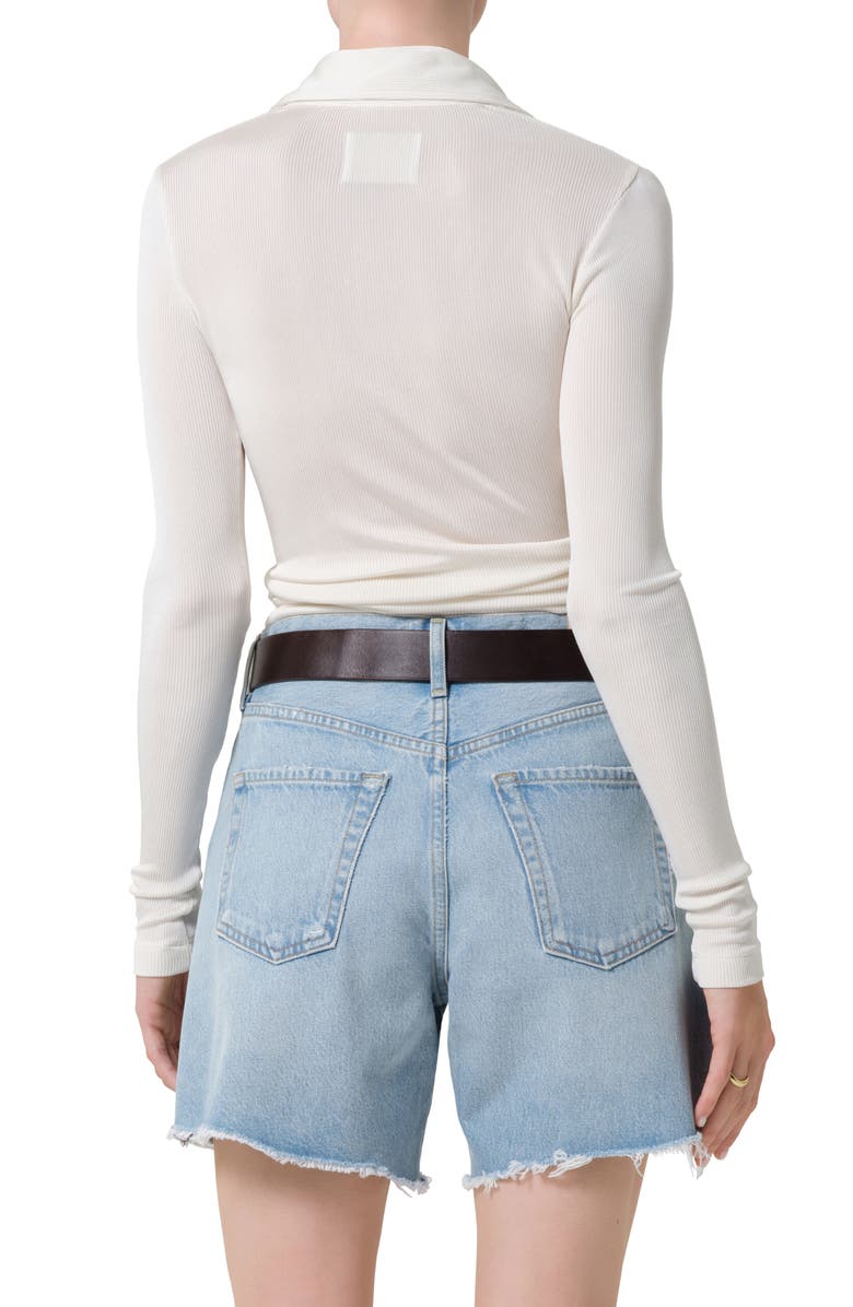 Citizens of Humanity Shaea Long Sleeve Rib Polo, Alternate, color, Pashmina Off White