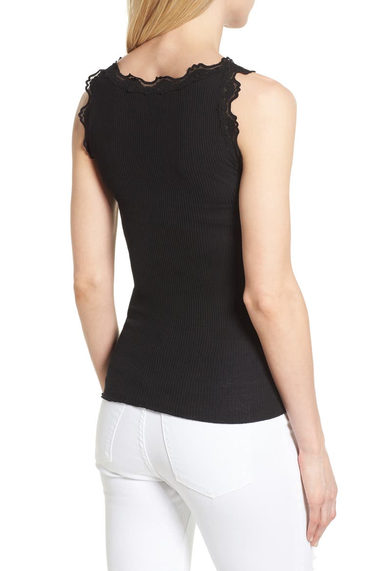 Babette Lace Trim Tank, Alternate, color, BLACK