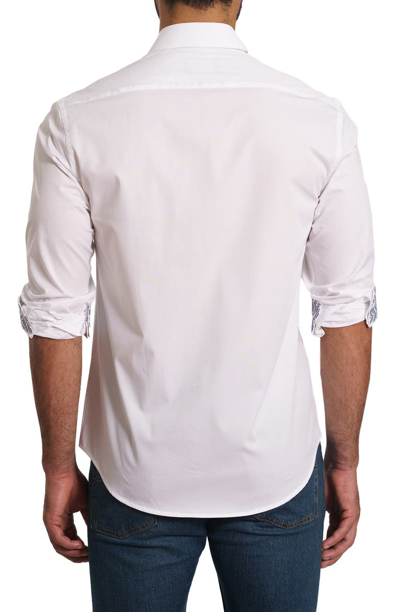 Jared Lang Trim Fit Solid Cotton Button-Up Shirt, Alternate, color, White